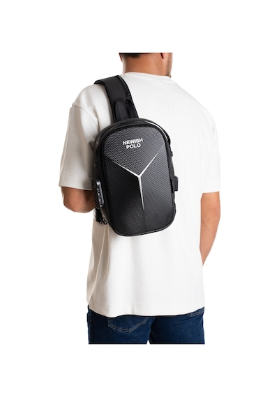 Newish Polo Erkek Şifreli Kilitli Su Geçirmez Sling Bag 404 Çapraz Omuz Ve Sırt Çantası - New404 Siyah - Gri