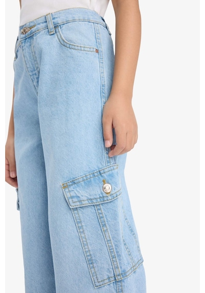 Defacto Wide Leg Kargo Geniş Paça Jean Pantolon Kız Çocuk E5879A825AU Mavi Defacto Wide Leg Kargo Geniş Paça Jean Pantolon Kız Çocuk E5879A825AU Mavi