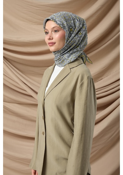 Silk Home Soft Eşarp 73093-22 Asit, Yağ Yeşili, Gri, Ekru