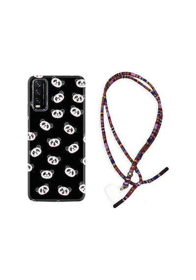 Vivo Y11S Kılıf Rasta Boyun Askılı Panda Suratları 1773