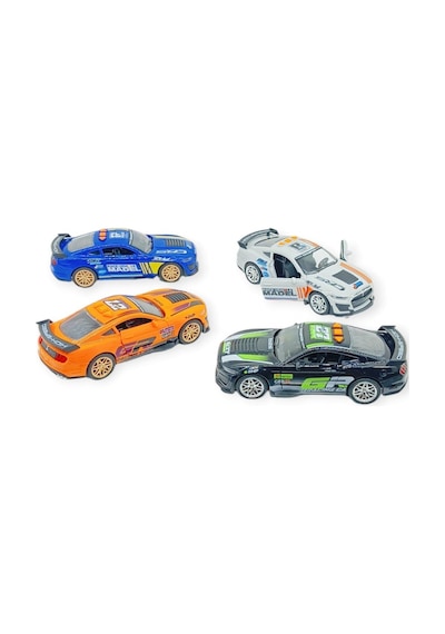 4'lü Set Spor Araba Gt-500 Sürtmeli Işıklı Sesli Plastik 18cm