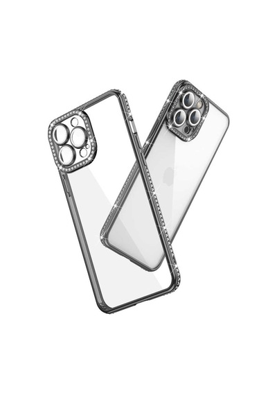 Apple Uyumlu iPhone 12 Pro Uyumlu Kamera Korumalı Taşlı Zore Mina Kılıf-gümüş Gümüş -