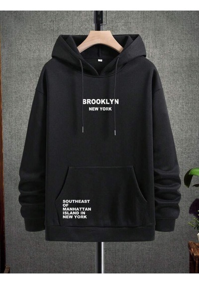 Kapüşonlu Oversize Sweatshirt Siyah Brooklyn Newyork Siyah Kapüşonlu Oversize Sweatshirt Siyah Brooklyn Newyork Siyah