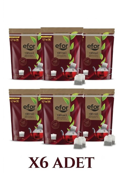 Efor Çay Tiryaki Koleksiyon Demlik Poşet Çay 25'li 40gr 1kg X6 Adet