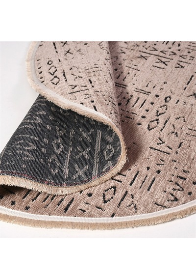 Çam Halı Crea Decolux Vena 8011 Bej Daire Özel Kaymaz Tabanlı Pam