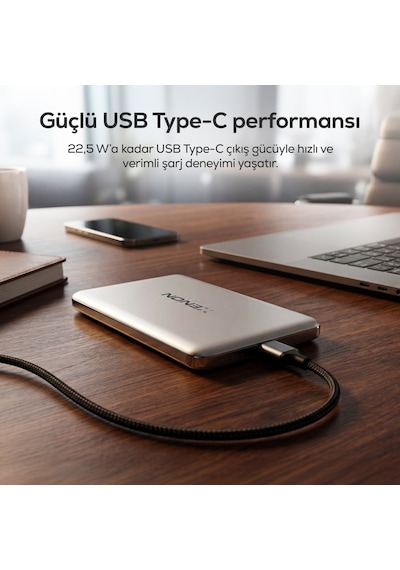 Xenon Smart Kablosuz Powerbank 15w 5000 Mah, Manyetik, 22.5w Pd Usb-c, İnce Alüminyum Gövde X6440 Standart