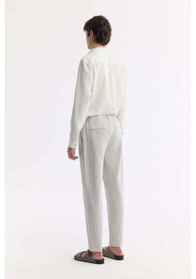 Avva Erkek Gri Beli Bağcıklı Keten Karışımlı Chino Relaxed Fit Pantolon B003036 Avva Erkek Gri Beli Bağcıklı Keten Karışımlı Chino Relaxed Fit Pantolon B003036