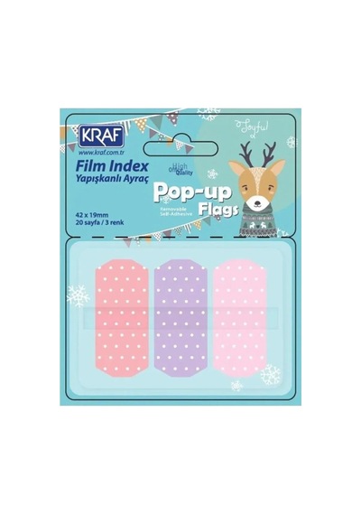 Kraf Pop-up Yapışkanlı Şeffaf Film Index Puantiyeli 3 Renk X 20 Yaprak 42x19mm