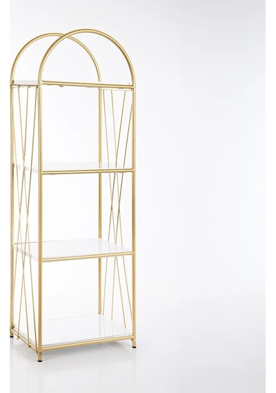 Demeter Gold Metal 4 Katlı Dekoratif Raf Gold
