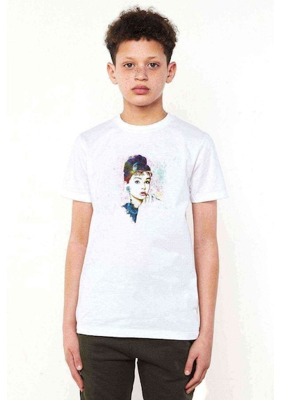 Tshirthane Audrey Hepburn Audrey Hepburn Baskılı Unisex Çocuk Beyaz T-Shirt (534796858)