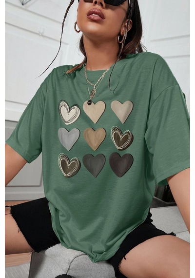 Startmore Love Yourself Garalio Baskılı T-shirt Yeşil