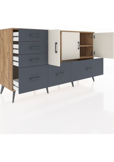 Hyperion Konsol 4 Raflı 6 Çekmeceli 3 Kapaklı 176x44x99 Çam-aytaş Çam-aytaşı/antrasit Hyperion Konsol 4 Raflı 6 Çekmeceli 3 Kapaklı 176x44x99 Çam-aytaş Çam-aytaşı/antrasit