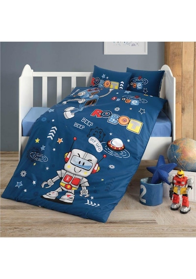 Clasy Ranforce Bebek Nevresim Takımı Robo V1 Mavi