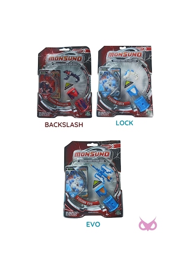 Monsuno Lisanslı 3 Lü Fusion Figür Seti Backslash, Lock, Evo Tek Beden
