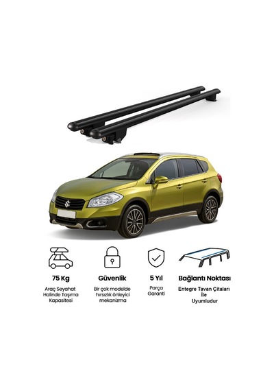 Kanca Suziki Sx4 S-cross 2013 Ve Sonrası Uyumlu Siyah Kilitli Ara Atkı 110cm Port Bagaj Tavan Barı