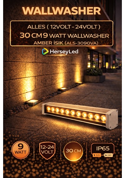 Alles 12v / 24v Wallwasher 30 Cm 9 Watt - Amber Işık Amber