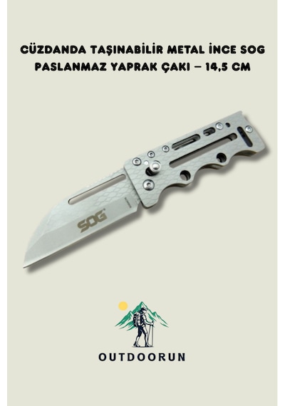 Cüzdanda Taşınabilir Metal İnce Sog Paslanmaz Yaprak Kamp Çakı 14,5 Cm Açık Gri