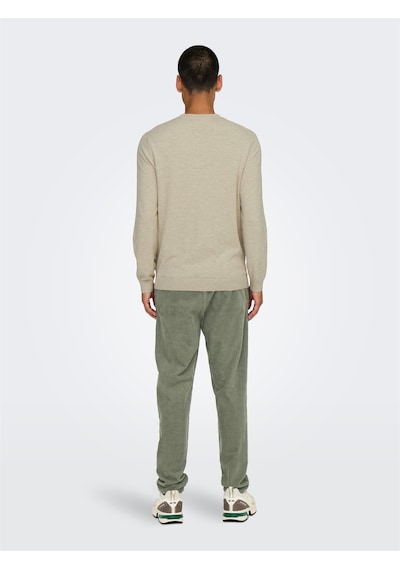 Only & Sons Onslouı Reg 12 Mel Crew Knıt Noos Erkek Bej Kazak - 22029951 Bej