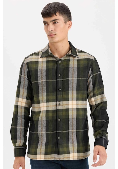 DeFacto Regular Fit Polo Yaka Kareli Flanel Uzun Kollu Gömlek D5835AX24AUNV64