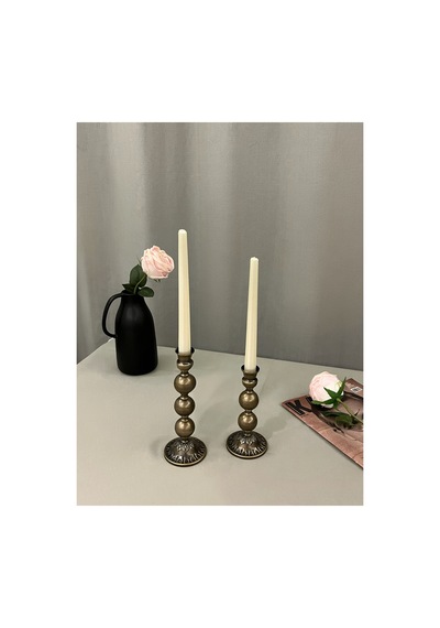 Bob Rustik Eskitme Gold 2'li Şamdan & Mumluk Dekorasyon Seti Eskitme Gold - 873874461 Eskitme Gold