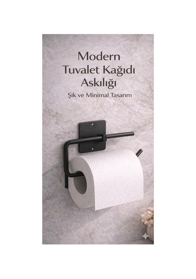 Buççin Online Mağaza Modern Metal Tuvalet Kağıtlığı Mat Siyah Wc Kağıtlık Yapışkanlı Veya Monte Siyah Çok Renkli