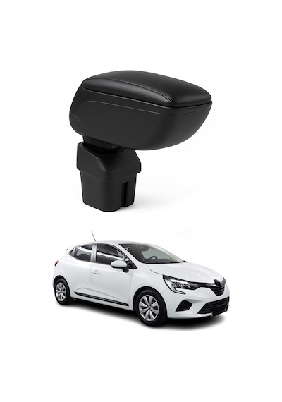 Renault Clio 2019-2025 Adaptörlü Model Uyumlu Kolçak Kol Dayama Siyah Suni Deri Araca Özel