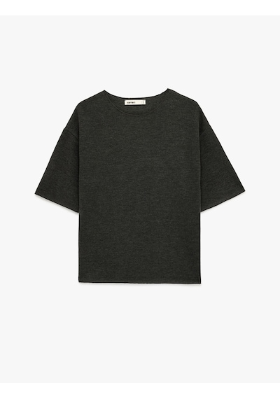 Koton Regular Fit Kısa Kollu Bisiklet Yaka Basic Tişört Antrasit 6sak50197ek Antrasit