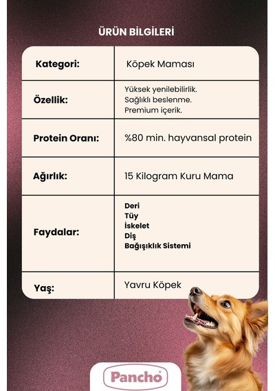 Pancho Kuzu Etli Puppy Yavru Köpek Maması 15 KG