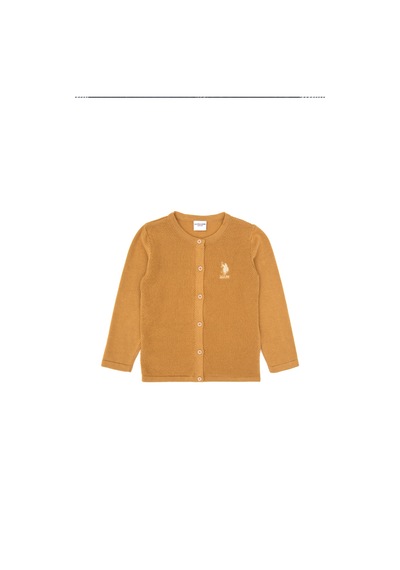 U.S. Polo Assn. Kız Çocuk Camel Düğmeli Bisiklet Yaka Triko Hırka 50316292-VR015