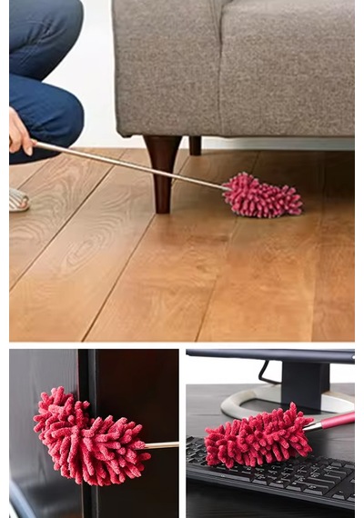Thentech Mikrofiber Toz Alma Temizlik Sopası Mikrofiber Saçaklı Uzayabilen Sopalı Temizlik Bezi Fırçası