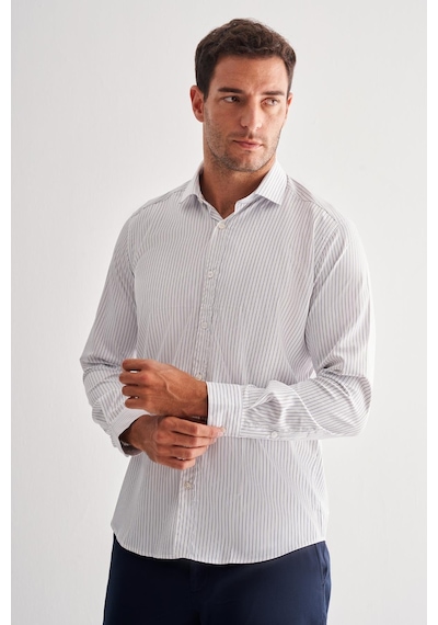 İmza Beyaz Yarım İtalyan Yaka Uzun Kol Cepsiz Slim Fit Cls Gömlek 1004255174 Duman Beyaz