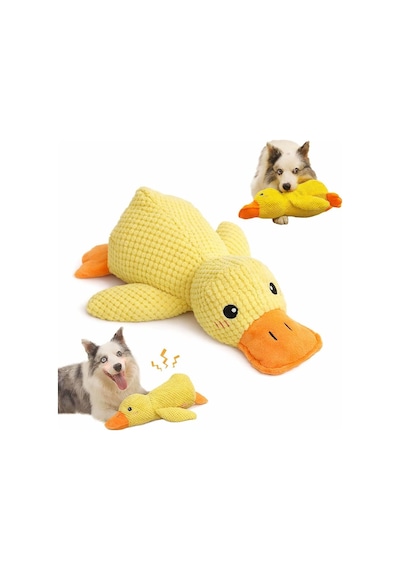 Köpek Oyuncağı Sesli Peluş Ördek 45 Cm Dayanıklı Isırma Ve Çekiştirme Oyuncağı, Diş Temizleyi