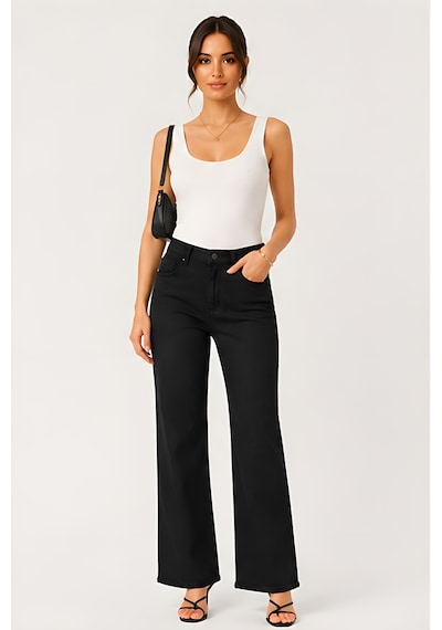 Lili Woman Kadın Siyah Bol Paça Denim Pantolon Ty.msm01s