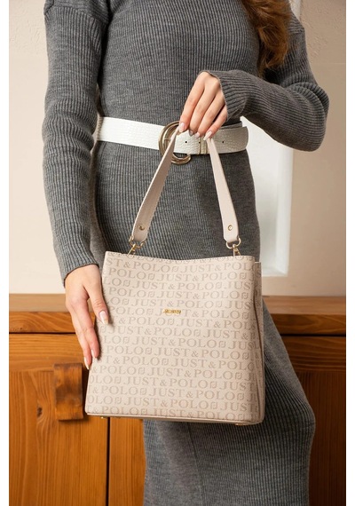 Just Polo Kadın Monogram Baskılı El Ve Omuz Çantası Ebat 25 X 25 Taş