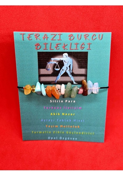 Gümüştel El Sanatları Sertifikalı Terazi Burcu Bileklik Doğal Taş Çok Renkli