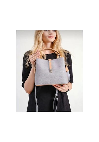 Just Polo Kadın Kabartmalı Ayarlanabilir Askılı Şık El Ve Omuz Çantası Shoulder Bag Ebat: 20 X 22 Cm Gri 40009752