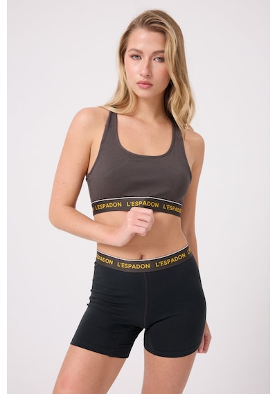 Racer Crop Top Racer Back Crop Top-3'li Avantaj Paketi-3410 Kömür Gri Kahve