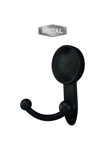 Metal Boncuk Askı Siyah Duvar Tipi 5 Li Siyah