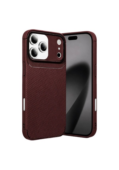 Apple Apple iPhone Uyumlu 17 Pro Auto Focus Karbon Kapak - Bordo
