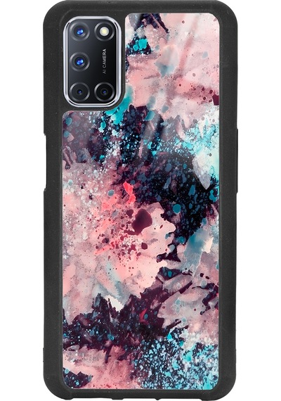 Oppo A72 Renk Patlaması Tasarımlı Glossy Telefon Kılıfı Siyah