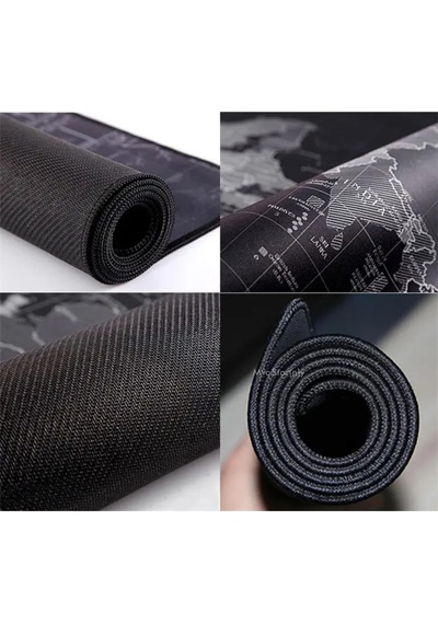 90x40 Cm Mouse Pad, Dünya Haritası Desenli Büyük Mouse Pad, Kaymaz Kauçuk Tabanlı, Dikişli Kenarlı 3 Mm Klavye V