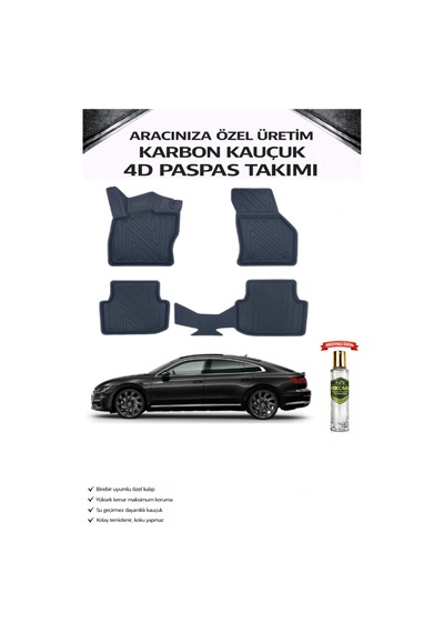 Volkswagen Arteon 2018 Model Aracınıza Özel Karbon Kauçuk Paspas Takımı