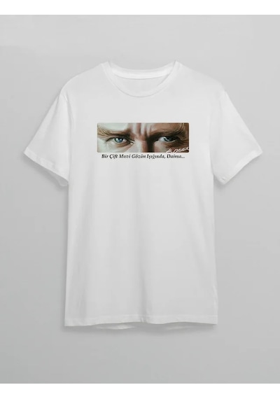 Veraura Lifestyle 10 Kasım Atatürkü Anma Günü Baskılı Oversize Bisiklet Yaka T-shirt - Beyaz