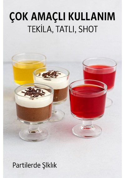 6 Adet Şık Ayaklı 50 Ml Tekila & Tatlı Bardağı