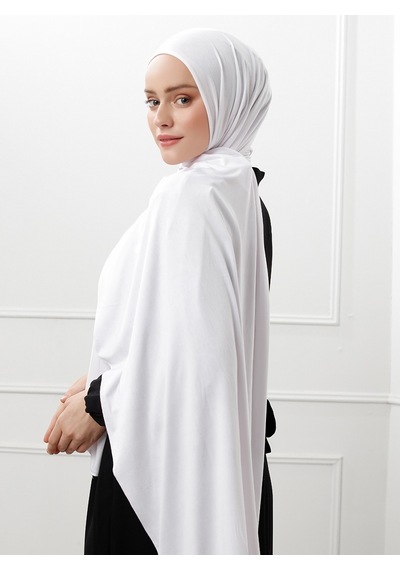 Şaless Likralı Penye Şal - Beyaz