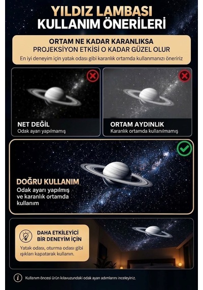 Yıldız Galaksi Projektörü 12 Si 1 Arada Tavan Yansıtmalı Gece Lambası & Oda Aydınlatma 12 Uzay S