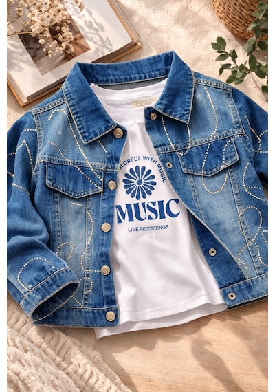 Uğur Bebe Kız Çocuk Kot Takım Taşlı Denim Kot Ceket Jean Pantolon Tişört 3 Lü Kombin Şık Trend Bayramlık Mavi Mavi Uğur Bebe Kız Çocuk Kot Takım Taşlı Denim Kot Ceket Jean Pantolon Tişört 3 Lü Kombin Şık Trend Bayramlık Mavi Mavi