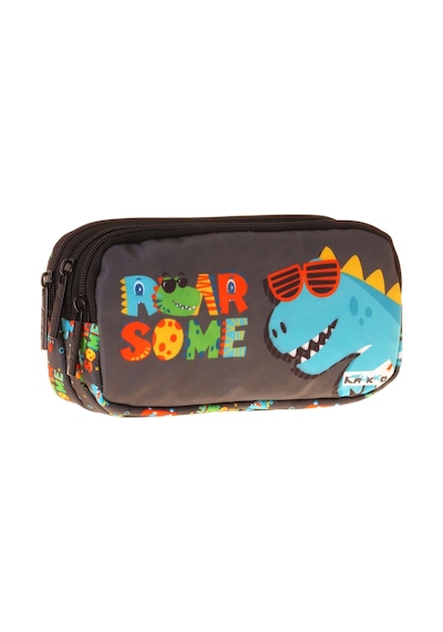 Kaukko Kids Dinazor Roar Some Baskılı Sarı - Mavi Erkek Çocuk Okul Kalemliği Kalem Çantası - L5396