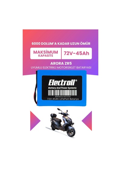 Arora Zr5 Batarya Maksimum Kapasite Lifepo4 72v 45ah Elektrikli Motosiklet Bataryası