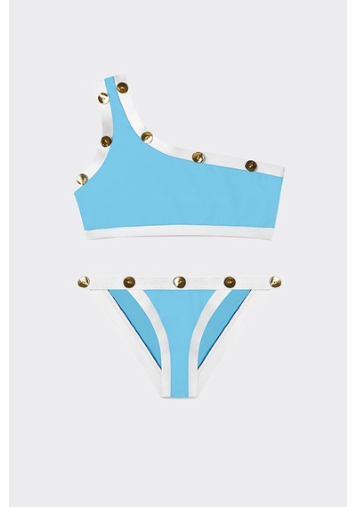 Panço Moeva Kız Çocuk Tek Omuz Mavi Bikini 2412GK42032